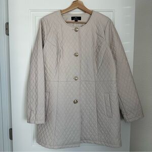 Dennis Basso Light Beige Quilted Puffer Coat